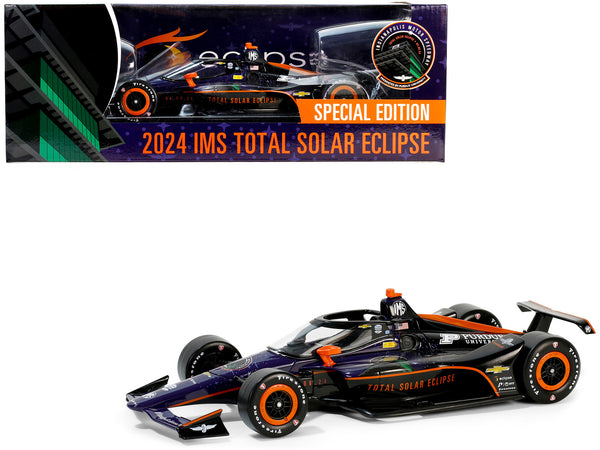 Dallara IndyCar Black "2024 Indianapolis Motor Speedway Total Solar Eclipse Special Edition" 1/18 Diecast Model Car by Greenlight