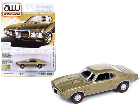 1969 Pontiac Firebird Royal Bobcat Antique Gold Metallic "Vintage Muscle" Limited Edition 1/64 Diecast Model Car by Auto World