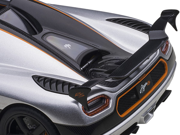 Koenigsegg Agera RS Moon Silver with Carbon and Orange Accents 1/18  Model Car by Autoart
