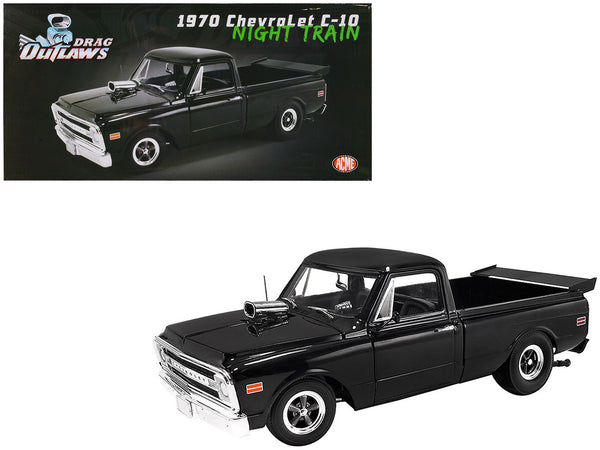 1970 Chevrolet C-10 Pickup Truck Black "Night Train" Limited Edition to 540 pieces Worldwide "Drag Outlaws" Series 1/18 Diecast Model Car by ACME