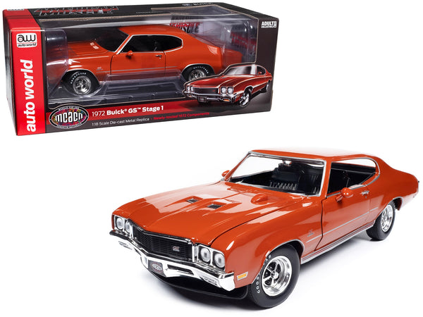 1972 Buick GS Stage 1 Flame Orange "Muscle Car & Corvette Nationals" (MCACN) "American Muscle" Series 1/18 Diecast Model Car by Auto World