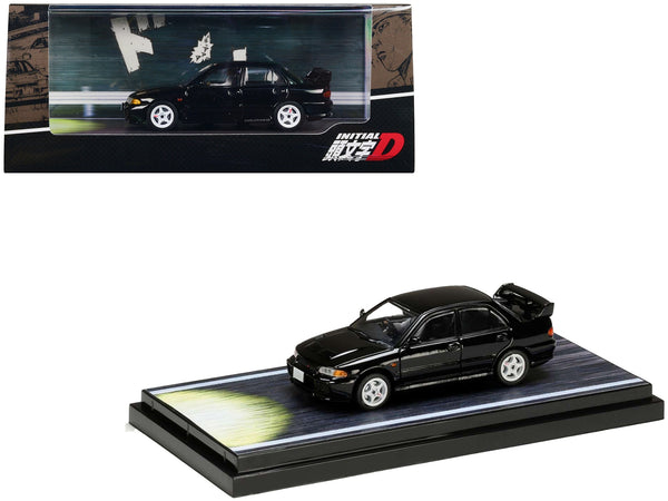 Mitsubishi Lancer RS Evolution III RHD (Right Hand Drive) Black "Emperor" with Kyoichi Sudo Driver Figure "Initial D" (1995-2013) 1/64 Diecast Model Car by Hobby Japan