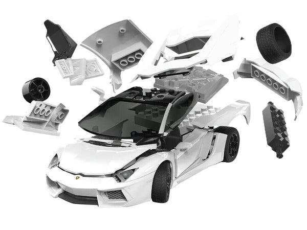Skill 1 Model Kit Lamborghini Aventador LP 700-4 White Snap Together Model by Airfix Quickbuild