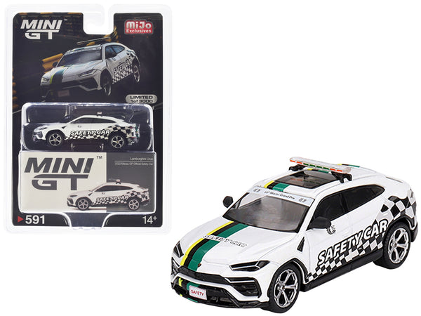 Lamborghini Urus White with Graphics "2022 Macau GP Official Safety Car" Limited Edition to 3000 pieces Worldwide 1/64 Diecast Model Car by True Scale Miniatures