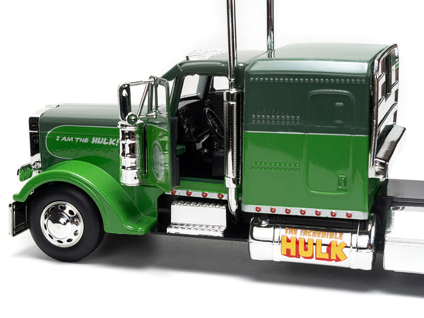 1992 Peterbilt 379 Truck Tractor Green Two-Tone and Purple "The Incredible Hulk" "Marvel Avengers" Series Diecast Model by Jada