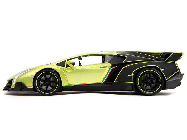 Lamborghini Veneno Lime Green Metallic and Matt Black "Pink Slips" Series 1/24 Diecast Model Car by Jada