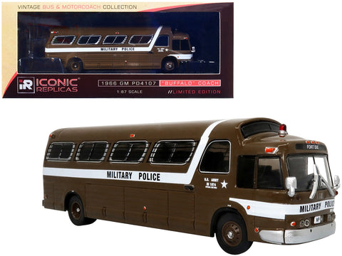 1966 GM PD4107 "Buffalo" Coach Bus U.S. Army Military Police Destination: "Fort Dix" "Vintage Bus & Motorcoach Collection" 1/87 Diecast Model by Iconic Replicas