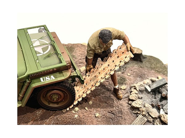 "4X4 Mechanic" Figure 8 with Board Accessory for 1/18 Scale Models by American Diorama