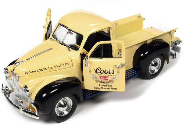 1947 Studebaker Pickup Truck Cream and Black "Coors Pilsner" 1/24 Diecast Model Car by Auto World