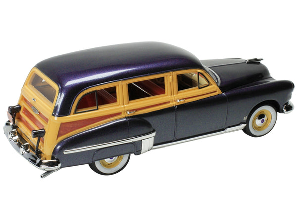 1949 Oldsmobile 88 Station Wagon Nightshade Blue with Cream and Woodgrain Sides and Red Interior Limited Edition to 240 pieces Worldwide 1/43 Model Car by Goldvarg Collection