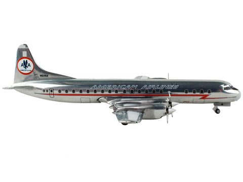 Lockheed L-188 Electra Commercial Aircraft "American Airlines" Silver with Red Stripes 1/400 Diecast Model Airplane by GeminiJets