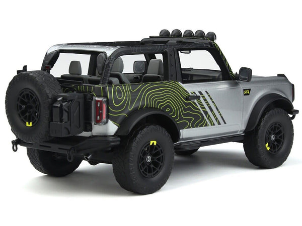 2022 Ford Bronco "By RTR" Silver Metallic and Black with Graphics 1/18 Model Car by GT Spirit