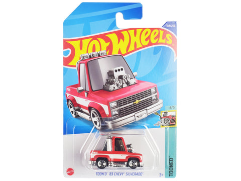 1983 Chevrolet Silverado "Toon'd" Pickup Truck Red and White "Tooned" Series Diecast Model Car by Hot Wheels