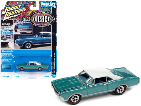 1967 Oldsmobile 442 W-30 Aquamarine Metallic with White Top "MCACN (Muscle Car and Corvette Nationals)" Limited Edition to 4164 pieces Worldwide "Muscle Cars USA" Series 1/64 Diecast Model Car by Johnny Lightning