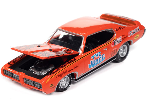 1969 Pontiac GTO Orange with Graphics "The Judge - Arnie 'The Farmer' Beswick" "Racing Champions Mint 2023" Release 1 Limited Edition to 2500 pieces Worldwide 1/64 Diecast Model Car by Racing Champions