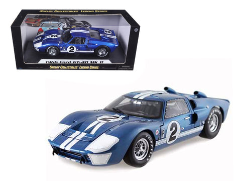 1966 Ford GT40 GT 40 Mark II #2 Blue 12 Hours of Sebring 1/18 Diecast Car Model by Shelby Collectibles