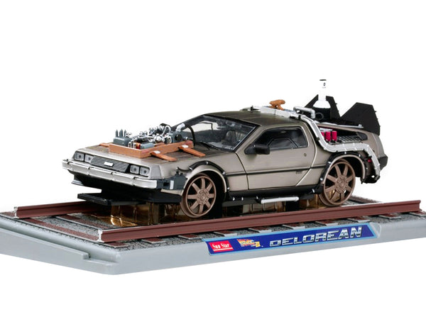 DMC DeLorean Time Machine Stainless Steel "Railroad Version" "Back to the Future: Part III" (1990) Movie 1/18 Diecast Model Car by Sun Star