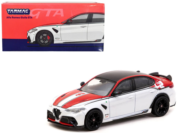 Alfa Romeo Giulia GTA White and Red with Black Top "Global64" Series 1/64 Diecast Model by Tarmac Works