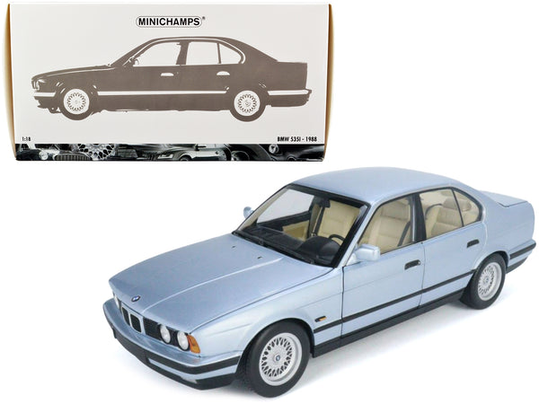 1988 BMW 535i (E34) Light Blue Metallic 1/18 Diecast Model Car by Minichamps