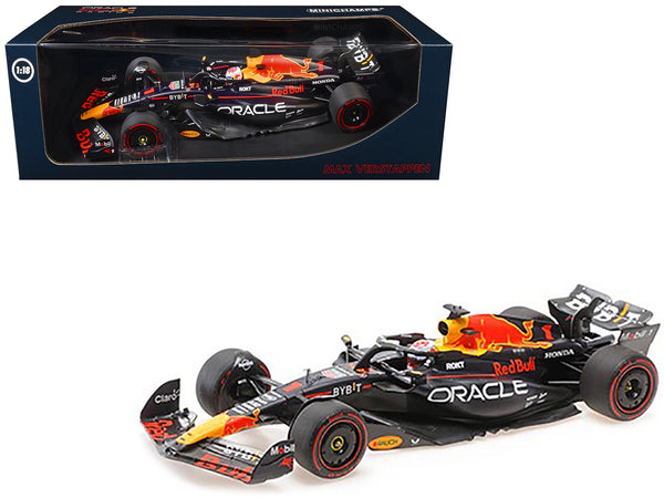 Red Bull Racing RB19 #1 Max Verstappen "Oracle" 2nd Place F1 Formula One Sprint Race "Qatar GP" (2023) with Driver Limited Edition to 480 pieces Worldwide 1/18 Diecast Model Car by Minichamps