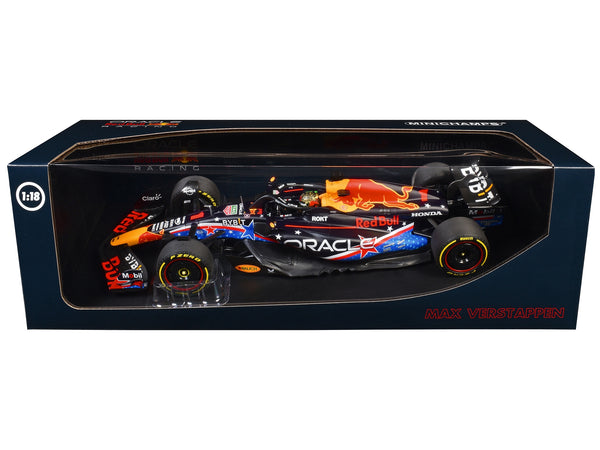 Red Bull Racing RB19 #1 Max Verstappen "Oracle" Winner F1 Formula One "United States GP" (2023) with Driver Limited Edition to 336 pieces Worldwide 1/18 Diecast Model Car by Minichamps