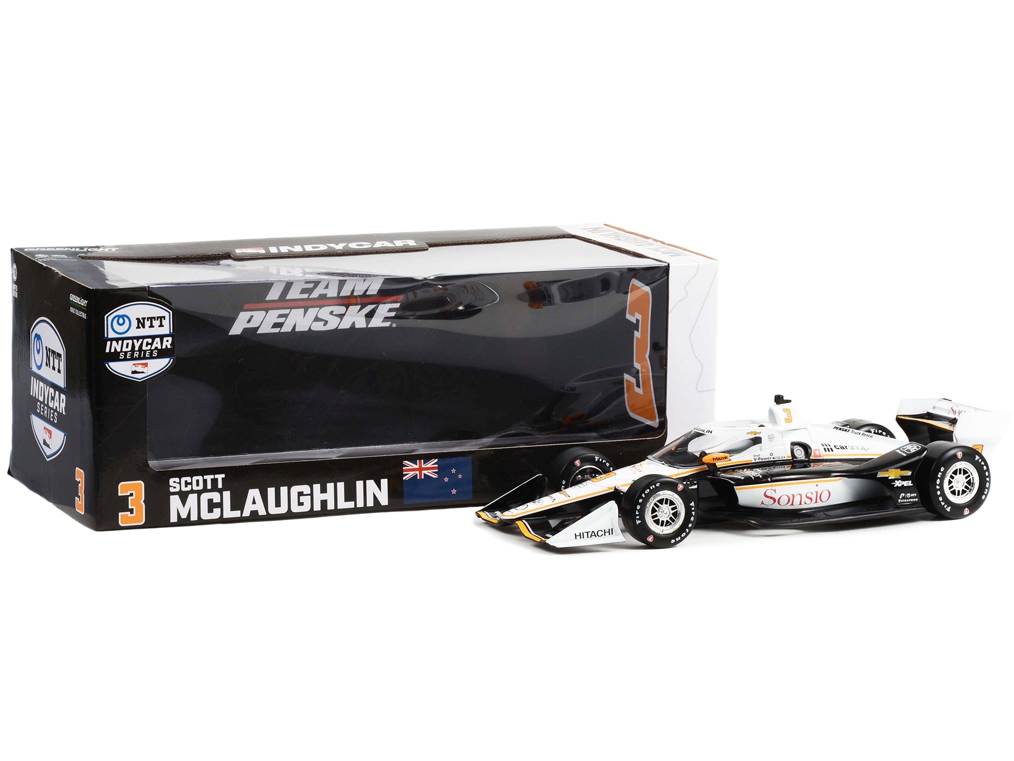 Dallara IndyCar #3 Scott McLaughlin "Sonsio Vehicle Protection" Team Penske (Road Course Configuration) "NTT IndyCar Series" (2022) 1/18 Diecast Model Car by Greenlight