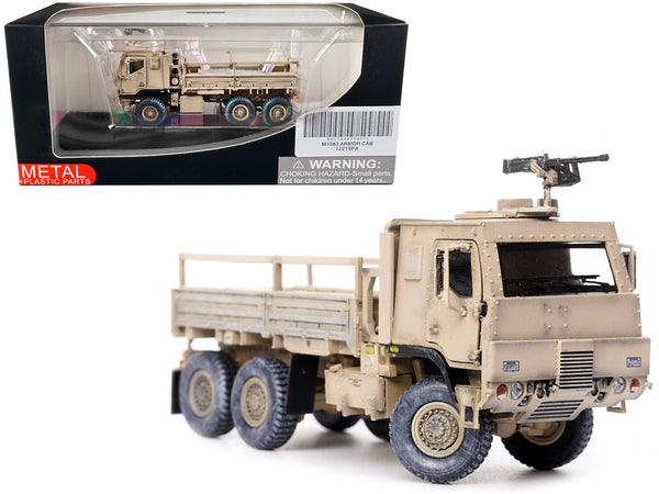 M1083 MTV (Medium Tactical Vehicle) Armored Cab Cargo Truck with Turret Desert Camouflage "US Army" "Armor Premium" Series 1/72 Diecast Model by Panzerkampf