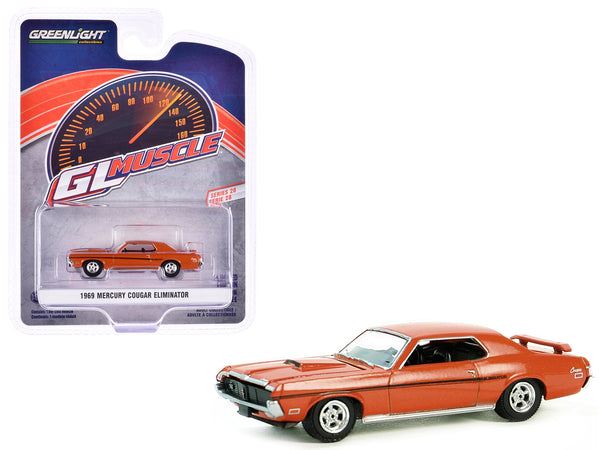 1969 Mercury Cougar Eliminator Competition Orange with Black Stripes "GreenLight Muscle" Series 28 1/64 Diecast Model Car by Greenlight