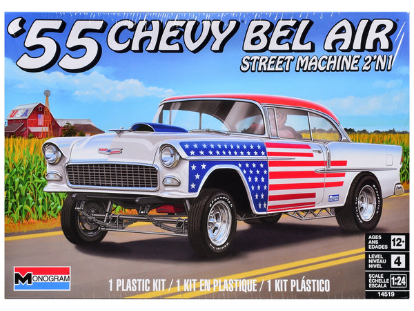 Level 4 Model Kit 1955 Chevrolet Bel Air Street Machine 2-in-1 Kit 1/24 Scale Model by Revell