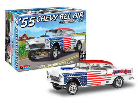 Level 4 Model Kit 1955 Chevrolet Bel Air Street Machine 2-in-1 Kit 1/24 Scale Model by Revell