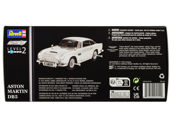 Level 2 Easy-Click Model Kit Aston Martin DB5 James Bond 007 "Goldfinger" (1964) Movie 1/24 Scale Model by Revell