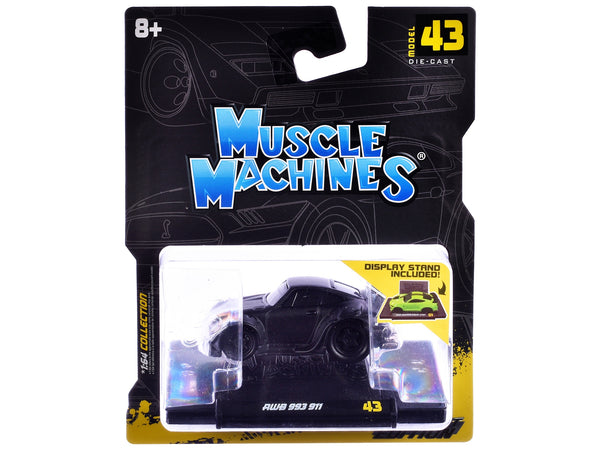 RWB 993 911 Matt Black 1/64 Diecast Model Car by Muscle Machines