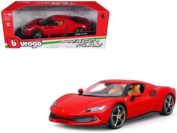 Ferrari 296 GTB Red "Race + Play" Series 1/18 Diecast Model Car by Bburago