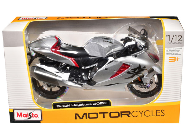 2022 Suzuki Hayabusa Silver Metallic 1/12 Diecast Motorcycle Model by Maisto