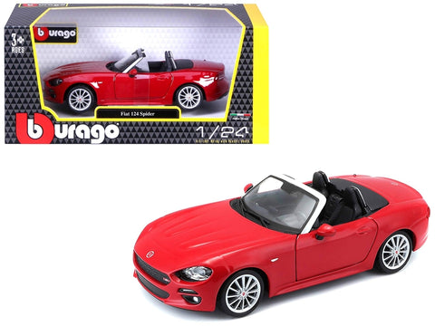 Fiat 124 Spider Coupe Red 1/24 Diecast Model Car by Bburago