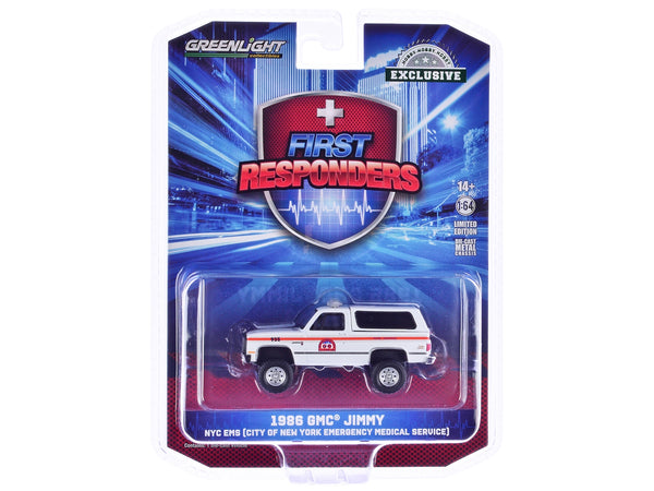 1986 GMC Jimmy White with Orange Stripes "NYC EMS (City of New York Emergency Medical Service) Patrol Supervisor" "First Responders - Hobby Exclusive" Series 1/64 Diecast Model Car by Greenlight