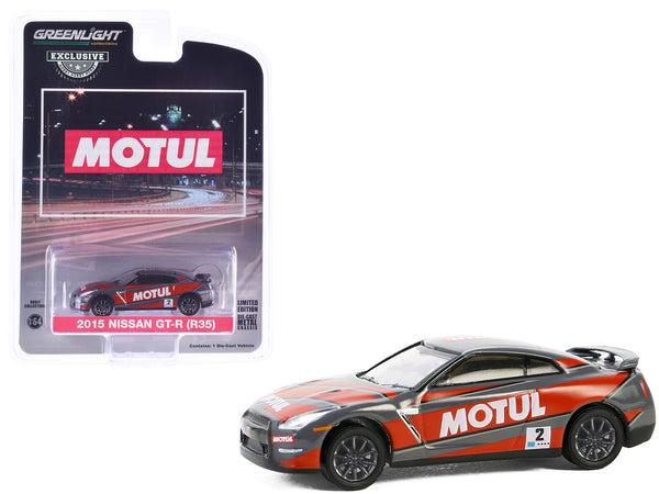 2015 Nissan GT-R (R35) #2 "MOTUL" Gray with Red Graphics "Hobby Exclusive" Series 1/64 Diecast Model Car by Greenlight