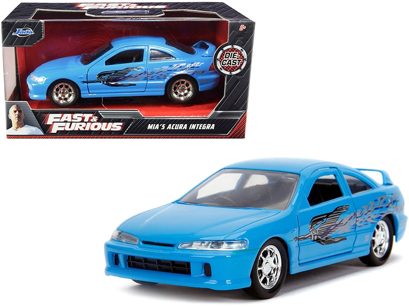 Mia's Acura Integra Light Blue with Graphics "Fast & Furious" Movie 1/32 Diecast Model Car by Jada