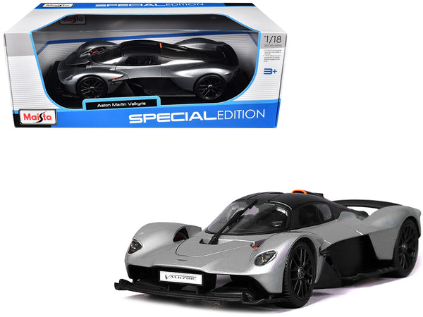 Aston Martin Valkyrie Silver Metallic with Matt Black Top "Special Edition" Series 1/18 Diecast Model Car by Maisto