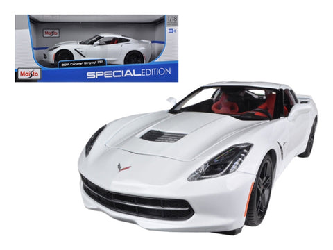 2014 Chevrolet Corvette Stingray C7 Z51 White 1/18 Diecast Model Car by Maisto