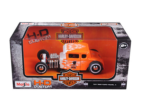 1929 Ford Model A #1 "Harley Davidson" Orange with White Flames 1/24 Diecast Model Car by Maisto