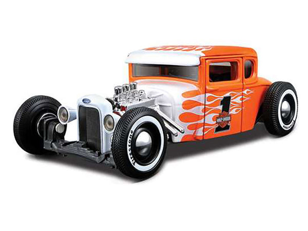 1929 Ford Model A #1 "Harley Davidson" Orange with White Flames 1/24 Diecast Model Car by Maisto