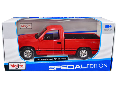 1993 Chevrolet 454 SS Pickup Truck Red 1/24 Diecast Model Car by Maisto