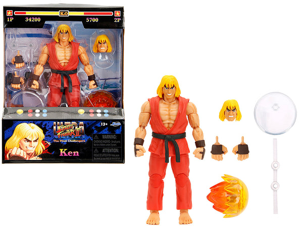 Ken 6" Moveable Figure with Accessories and Alternate Head and Hands "Ultra Street Fighter II: The Final Challengers" (2017) Video Game Model by Jada