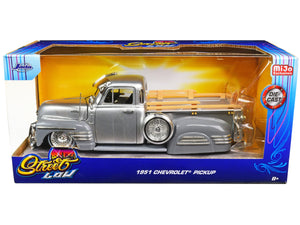 1951 Chevrolet 3100 Pickup Truck Lowrider Silver Metallic and Gray "Street Low" Series 1/24 Diecast Model Car by Jada