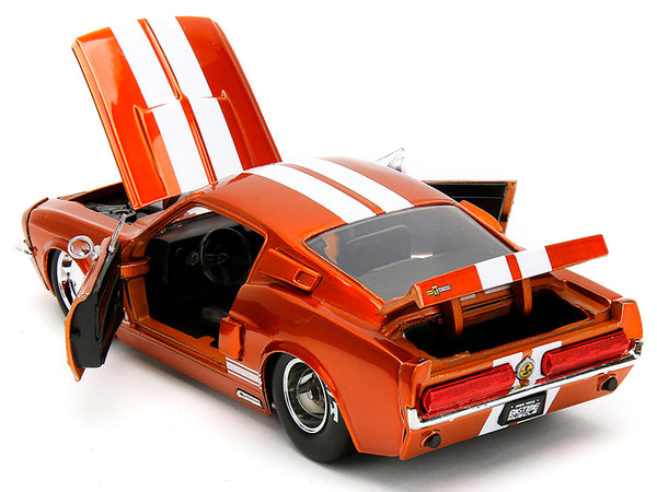 1967 Ford Mustang Shelby GT500 Candy Orange with White Stripes "Bigtime Muscle" Series 1/24 Diecast Model Car by Jada