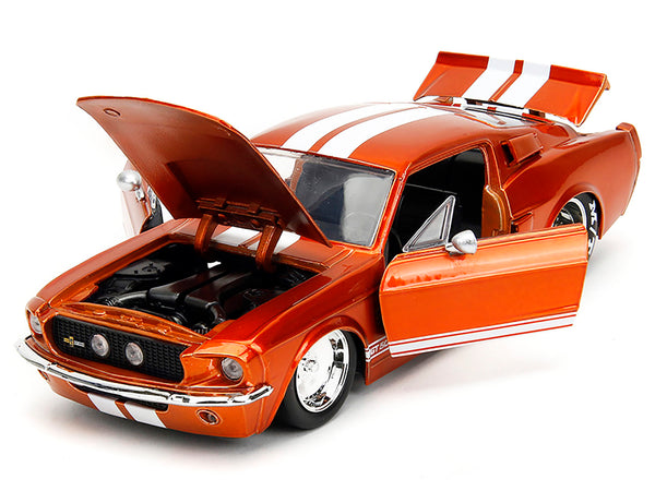 1967 Ford Mustang Shelby GT500 Candy Orange with White Stripes "Bigtime Muscle" Series 1/24 Diecast Model Car by Jada