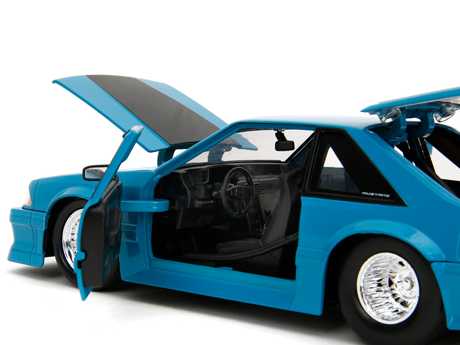 1989 Ford Mustang GT Blue with Black Hood Stripes "Fast & Furious" Series 1/24 Diecast Model Car by Jada