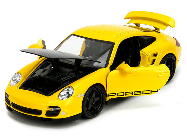 Porsche 911 Turbo (997) Yellow with Carbon Hood "Hyper-Spec" Series 1/24 Diecast Model Car by Jada