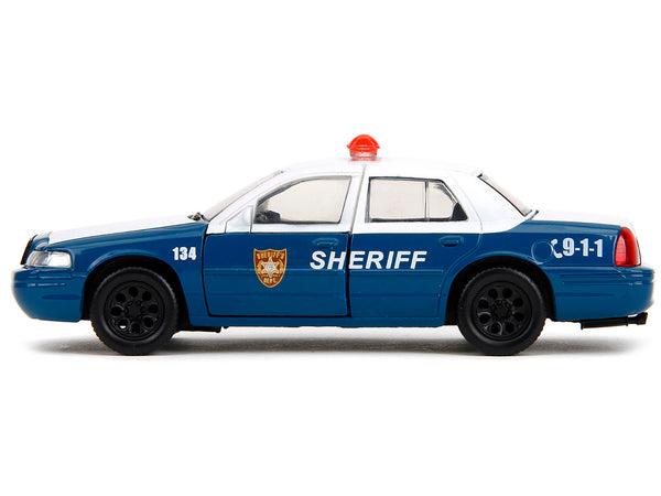 Rick Grimes' Ford Crown Victoria "Sheriff" Blue and White "The Walking Dead" (2010-2022) TV Series "Hollywood Rides" Series 1/32 Diecast Model Car by Jada